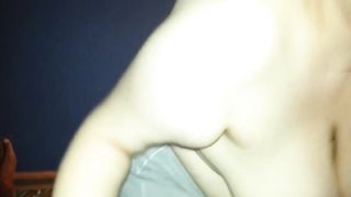 Caucasian BBW is sucking a big, black dick in a POV style and eating some fresh cum