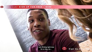 Slim mature blonde is about to start doing naughty stuff with black cock for the camera