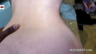 Insatiable blonde woman is having wild sex with a black guy and trying to make a video